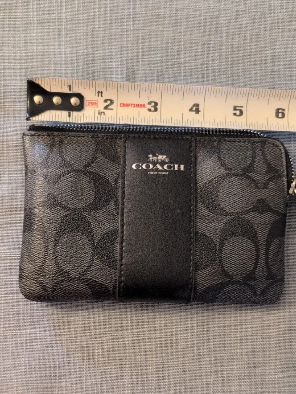Coach Black Signature Zip-Around Wristlet